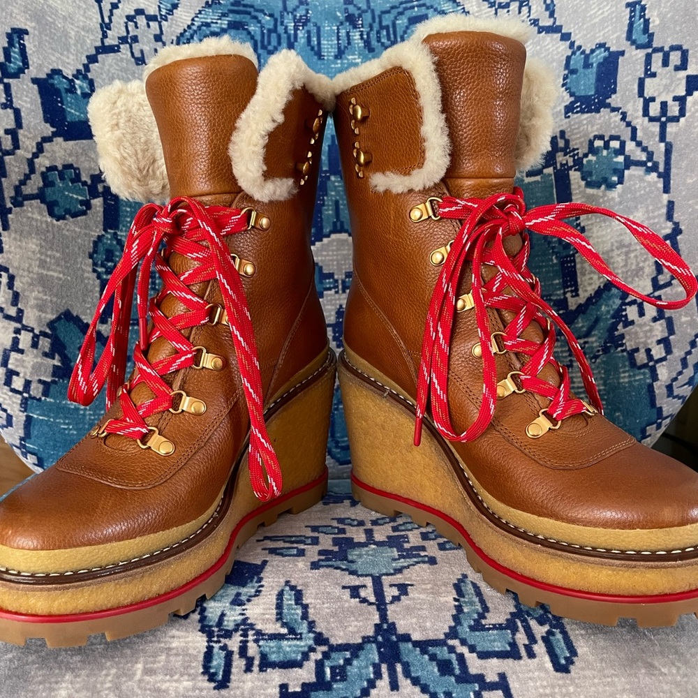 Tory Burch Hiker Wedge Shearling BootieW/box - Picture 5 of 9